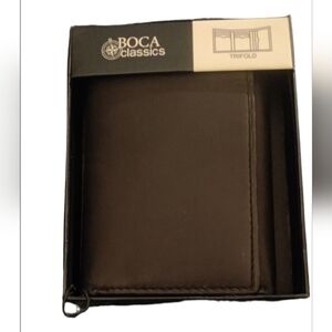 Boca Classics Men's Black Trifold Wallet NIB